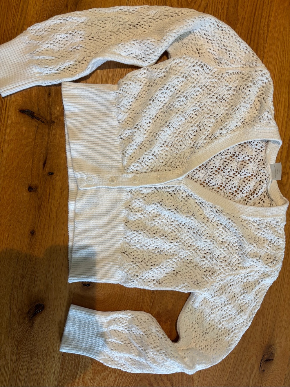 abercrombie kids White Openwork Button-Front Cardigan